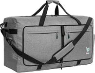 Bago Extra Large Foldable Duffel Bags for Traveling Women & Men - 120L Big Packable Duffle Bag for Travel with Shoe Compartment - Water Repellant, Heavy Duty, Lightweight & Collapsible (SnowGray)