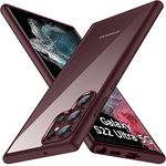 TheGiftKart Ultra-Hybrid Crystal Clear Back Cover Case For Samsung Galaxy S22 Ultra 5G|Slim Fit Shockproof Design|Camera Protection Bump|Transparent Back Cover For Samsung S22 Ultra (Tpu|Burgundy)