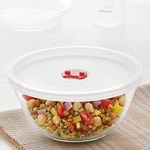 Borosil 1.3 L Serving & Mixing Bowl with Lid | Multipurpose Round Bowl for Kitchen & Dinning | Transparent Bowl for Mixing Dough, Salad, Cake Batter, Pasta | Microwave & Dishwasher Safe