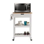 Linio-home Microwave Carts Rolling Kitchen Island Cart with Wheels, White Kitchen Cart with Storage and Drawers, Small Moveable Cart