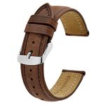 BISONSTRAP Watch Strap 22mm, Vintage Leather Replacement Watch Band, Dark Brown