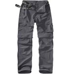 Hiking Pants Men Convertible Quick Dry UPF 50 Lightweight Zip Off Safari Fishing Travel Cargo Trousers, Grey, 32