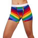 TomboyX Boxer Briefs Underwear For Women, 4.5" Inseam, Cotton Stretch Boy Shorts Panties, (XS-6X), Rainbow Pride Stripes, XL