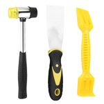 3Pcs Glazing Kit, Window Glazing Tool Kit, High Tensile Steel Chisel, Rubber Hammer & Rubber Strip Shovel, Practical Home Improvement for Glazing, Deglazing, Beading(Black+Yellow)