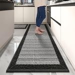 PADOOR Non Slip Kitchen Rugs Sets of 2 - Extra Large 2.5'x6' + 20"x32" Runner Rugs for Kitchen Floor Non Skid Washable, Absorbent Kitchen Mat for in Front of Sink 2 Piece Black