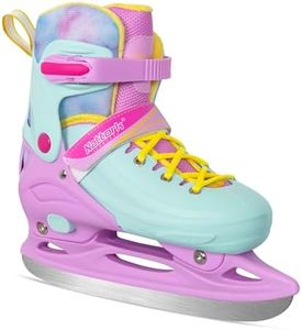 Nattork Kids Ice Skates 4 Sizes Adjustable for Girls Boys,Beginner Ice Skating for Outdoor, Soft and Comfortable Hard Protection for Children Youth Adult Age 10 11 12 Teal Pink