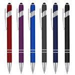 6 Pieces Ballpoint Pen with Stylus Tip, 1.0 mm Black Ink Metal Pen Stylus Pen for Touch Screens, 2 in 1 Stylus Ballpoint Pen, Retractable Ballpoint Pens Gift for Friends, Colleagues, Mate and Family