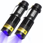 DARKBEAM UV 365nm Flashlight LED Black Light Handheld Flashlights Zoomablle Woods Lamp Ultraviolet Lights Blacklight Detector for Dog/Cat Urine, Pet Stains and Bed Bug, 2 Pack