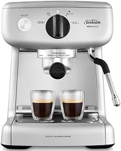 Sunbeam EM4300S Mini Barista Coffee Machine | Espresso, Latte & Cappuccino Coffee Maker | 2L Water Tank | Milk Frother | 15 Bar Italian Pump | Silver