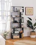 SBF Furniture 6 Layer Ladder Bookshelf S Shaped Engineered Wood Bookcase Open Book Shelf Display Rack Home Décor for Office Living Room Bathroom Stand Shelve (Black) DIY(Do-It-Yourself)