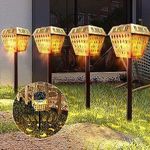 Solar Pathway Lights, 4 Pack LED Solar Lights Outdoor Waterproof, Glass Solar Garden Lights Landscape Lighting for Yard Lawn Walkway Driveway, 3000K