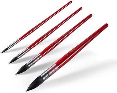 rubens Watercolor Brush Set, 4Pcs Professional Soft Synthetic Squirrel Paint Brushes, Short Handles for Watercolor Gouache Ink Painting - Sizes #0 2 4 6