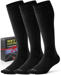 Bbfrey Men's Cotton Compression Socks Men 20-30mmHg - Knee High Black Compression Socks Support for Running Hiking Climbing
