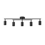 Globe Electric 64000052 5-Light Track Lighting, Center Swivel Bar, Matte Black, Ceiling Light, Track Light Heads, Pivot Shades, Track Ceiling Light, Track Lighting Kit, 5 Bulb Kitchen Light