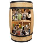 Bar Cabinet LED Rustic Bar Table with Wood 82 cm Wooden Barrel Vintage Decoration Home. Table Wooden Barrel for Glasses and Bottles Whisky, Beer, Wine Rack Gift for Man