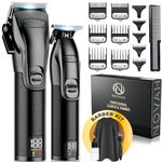 Novah® Professional Hair Clippers for Men, Professional Barber Clippers and Trimmer Set, Mens Cordless Hair Clippers for Barbers Haircut Fading Kit Fade