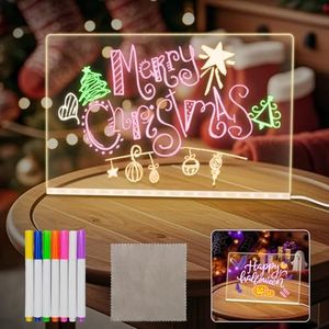 LED Note Board with Colors, Acrylic Dry Erase Board with Stand, 8x12 inch Large Light Up Drawing Board for Kids, Gift for Mother's Day, Father's Day, Christmas, Random Style Stand