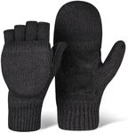 OutdoorEssentials Fingerless Winter Gloves Convertible Mittens for Men & Women - Warm Knit Flip Top Wool Mitten Gloves