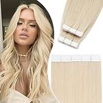 Elailite Tape in Hair Extensions Human Hair 40 Pcs Skin Weft Hair Extensions 100% Remy Hair Straight (18 Inch 100g, 60 Platinum Blonde)