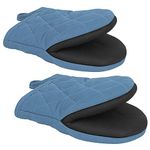 2 PCS Short Oven Mitts, Microwave Mitts,Heat Resistant Non-Slip Neoprene Cotton Golves, Non-Slip Grip Surfaces and Hanging Loop,Kitchen Mini Oven Mitts for 500 Degrees, for Baking Barbecue (Sky Blue)