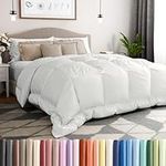 Full Size, White Alternative Down Comforter - Warm, Lightweight, Luxury, & Breathable Hotel Quality Bedding Set - All Season Fluffy & Cozy Oversized Cooling Microfiber Duvet Insert Comforter