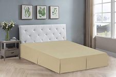 Home Collection Bedskirt Bed Ruffle Solid Pleated Brushed Soft Microfiber Fabric Top 14" Drop New (Queen, Beige)