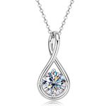 AINUOSHI Infinity Moissanite Necklaces for Women, 925 Sterling Silver Moissanite Diamond Pendant Necklace 2ct D Color VVS1 Clarity, White Gold Plated Dainty Necklace for Women Jewelry Gifts (18+2''chain), Sterling Silver, Moissanite