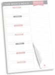 bloom daily planners Weekly Meal Planning Pad - Magnetic Hanging Refrigerator Menu Planner With Tear-Off Sheets & Perforated Grocery Shopping Lists - 6x9 (Grey & Pink)