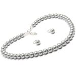 Taruna Biyani Non-precious Metal Silver Plated and Pearl Necklace Mala Set for Women (Silver & Grey)