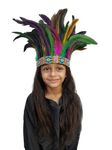 BookMyCostume Carnival Multicolor Feather Headdress Crown Fancy Dress Costume for Kids & Adults