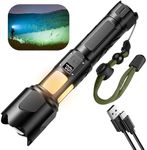 Led Torch with Camping Light 30000 High Lumens,6 Lighting Modes Fast Charging Flashlights with Power Display,IP67 Waterproof Torches,Zoomable Long Shot Flashlight for Camping,Hiking,Emergencies