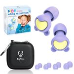 Kids Ear Plugs (5-12 yrs) - 26dB Noise Reduction Earplugs for Airplane, Focus, Travel, Concerts, Socializing Sports, Noise Sensitivity, Fit Adults with Small Ear Canals, 8 Ear Tips in XS/S/M/L, PY