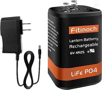 Fitinoch Rechargeable 6 Volt 4.5AH Lantern Battery with Charger, LiFePO4 6V Batteries 1500 Cycles with BMS (Screw Terminals), 4R25 Lantern Battery Replacement