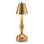 EGOBASIC Portable Cordless Table Lamp, 5200mAh Battery Operated Small Table Lamps Rechargeable 3 Color Stepless Dimming Touch Lamp for Restaurant Bar Cafe Bedroom Outdoor Patio Bedside, Antique Brass