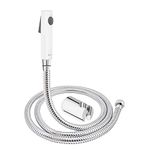 BonKaso HF-1045W ABS Plastic 360 Degree Rotation Premium Jet Spray for Toilet Hand Health Faucet with 1 Mtr Stainless Steel Flexible Hose Tube, White - (Pack of 1)