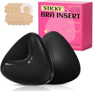 Dandelion Pact Double Sided Sticky Bra Inserts, Invisible Push Up Sticky Bra Pads for Large Breasts, Stick on Bra for Bikini Swimsuits (Medium, Black)