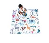 Baby/Toddler Splash Floor Mat for Under Highchair - 130x130cm (51x51in) : Waterproof, Washable & Non-Slip : Ideal for Baby-Led Weaning (Animals)