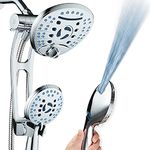 AquaCare As-Seen-On-TV High Pressure Handheld/Rain 80-mode 3-way Shower Head Combo with Adjustable Arm - Anti-clog Nozzles, Tub & Pet Power Wash, 6 ft. Stainless Steel Hose, All Chrome Finish