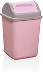 Plastic Swing Lid Bin Home Rubbish Waste Dustbin Kitchen Floor Paper Container Wastebasket Trash Can with Cover, Pink