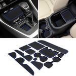 Auovo 3D Cup Holder Insert Liners Compatible with Toyota RAV4 Accessories 2024 2023 2022 2021 2020 2019 Car Custom Anti Dust Mats Center Console Door Pocket Pads 13-pc Set (Dark Blue Trim)