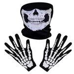 White Skeleton Gloves and Skull Face Mask Ghost Bones for Adult Halloween Dance Costume Party (1)