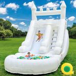 Commercial Grade Water Slide 21'x9'x12' Inflatable with Pool for Kids and Adults (with Blower Include), Wet Dry Use, Summer Splash Fun (White Water Slide, Commercial PVC)