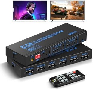 4K@60Hz HDMI Matrix Switch 4X2 with ARC, avedio links 4 in 2 Out Matrix HDMI Video Switcher Splitter + Optical & 3.5mm Stereo Audio, Scaler 4K 1080P Synch, HDM I Audio Extractor with IR Remote Control