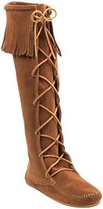 Minnetonka Women's Front Lace Knee High Boots 6 M Brown