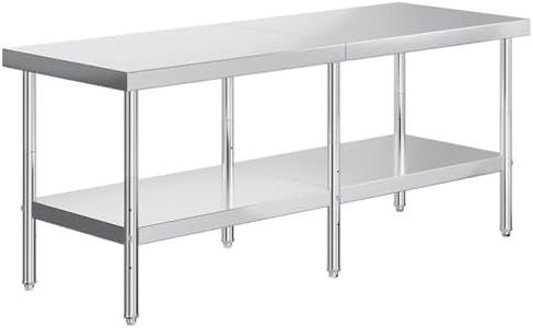 Jocisland 30" x 82" Stainless Steel Table for Prep & Work Adjustable Under Shelf and Feet, for Commercial Kitchen, Restaurant, Hotel and Garage