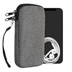 kwmobile Fabric Phone Pouch Size L - 6.5" - Universal Sleeve Mobile Smartphone Bag with Zipper, Wrist Strap - Dark Grey