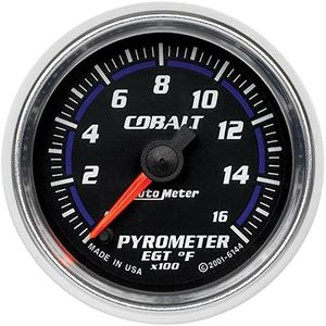 Autometer Gauge, Cobalt, Pyrometer (EGT), 2 1/16 in., 1600 Degrees F, Digital Stepper Motor, Analog, Each