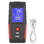 EMF Meter, Portable Digital Electrosmog & Radioactivity Meter, Rechargeable Ghost Hunting Equipment, Portable EMF Detector for Home/Outdoor, LED Light and Sound Alarm, Black