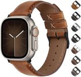 Fullmosa Compatible with Apple Watch Band 38mm 40mm 41mm 42mm, Leather Replacement iWatch Band for Apple Watch Series 10/9/8/7/6/5/4/3/2/1/SE/SE2, 41mm 40mm 38mm, Brown+Black Buckle