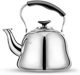 Tea Kettle Stovetop Whistling Teakettle ClassicTeapot Stainless Steel Tea Pots for Stove Top with Heat-Resistant Folding Handle Mirror Finish, 2 liters